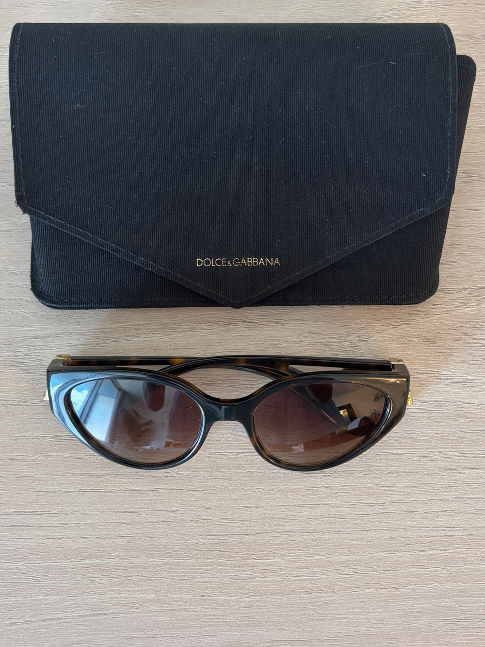 Dolce & Gabbana Tortoiseshell Cat-Eye Sunglasses with Brown Lenses